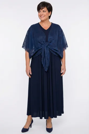 Abito scialle blu navy con motivo blu navy