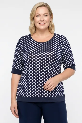 Camicetta blu navy a pois bianchi