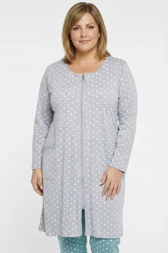Accappatoio grigio in cotone a pois