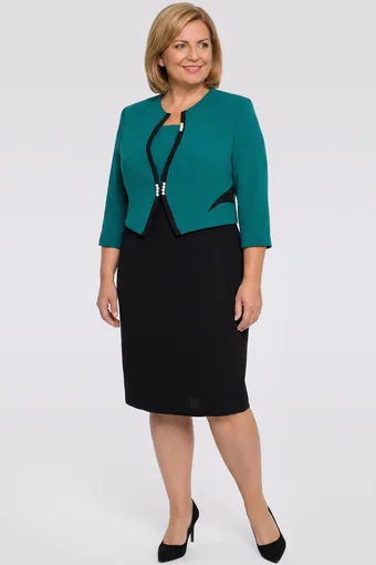 Completo nero e verde con perle