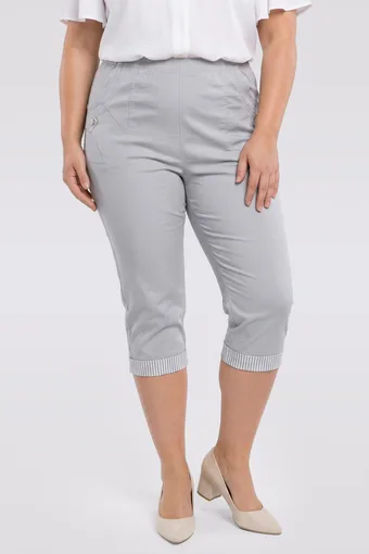 Pantaloni grigio chiaro con polsini a cinture