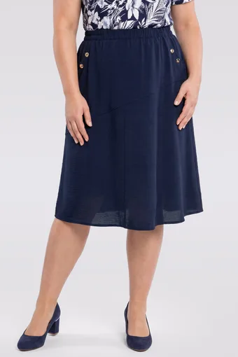 Gonna blu navy con bottoni