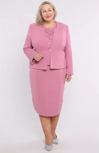 Completo rosa a tre pezzi con peplo