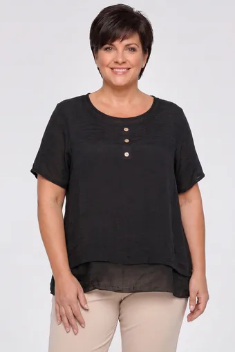 blusa tinta unita con bottoni