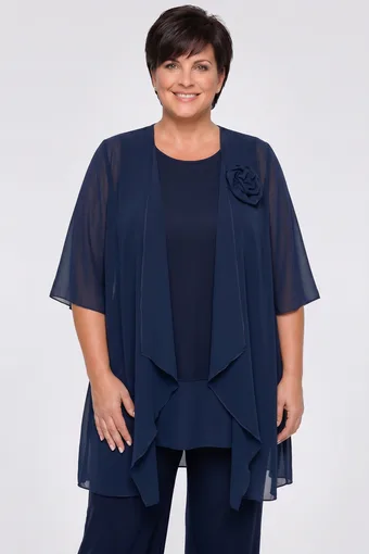Tunica blu navy con una rosa