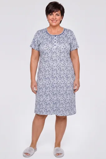 camicia da notte grigia con cuori grigi e blu navy