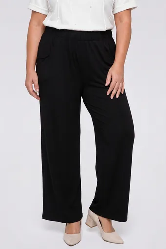 Pantaloni neri a gamba larga con tasche