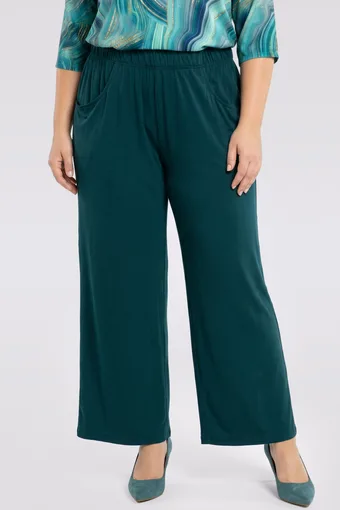 Pantaloni verdi a gamba larga con tasche