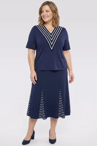 coordinato con scollo a cinture blu navy