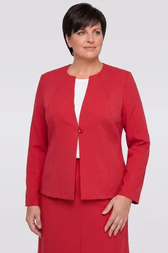 blazer di lino rossa con tasche