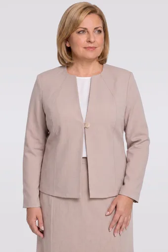 blazer di lino beige con tasche