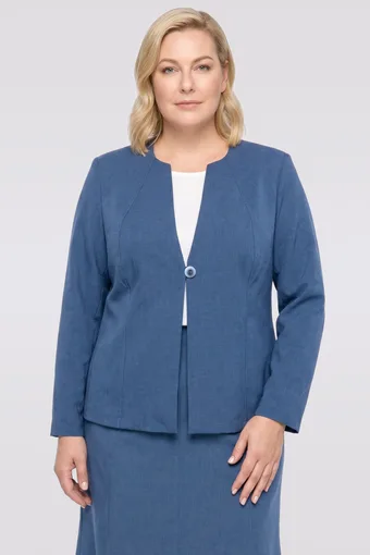 blazer di lino blu con tasche