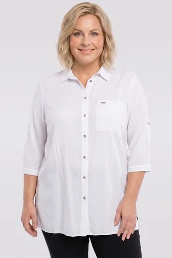 camicia bianca lunga con maniche lunghe fino al gomito