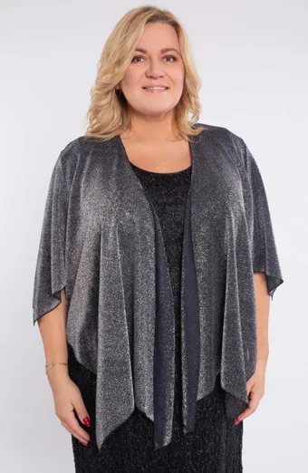 cardigan nero con glitter argento