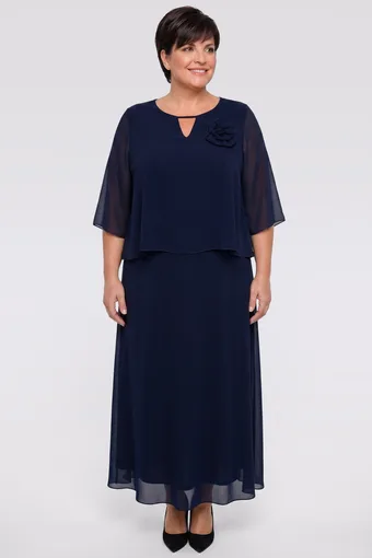 Elegante abito blu navy con decorazioni