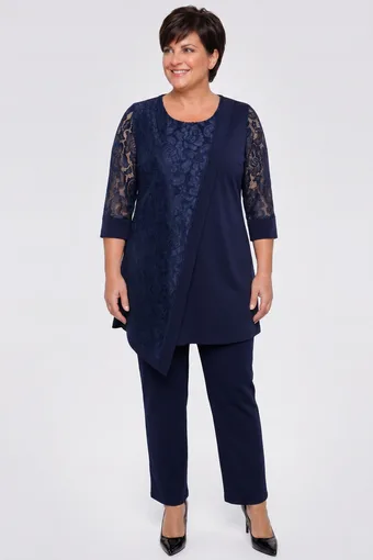 coordinato blu navy con pizzo