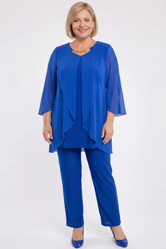 coordinato blu con scollo dorato