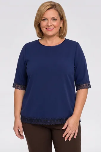 Camicetta blu navy con pizzo