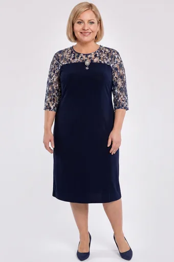 Abito blu navy con fiori bianchi