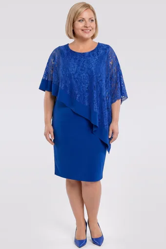 Abito blu fiordaliso con top asimmetrico