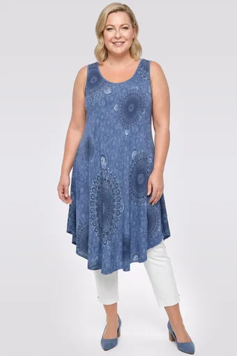 Tunica blu con motivi blu navy