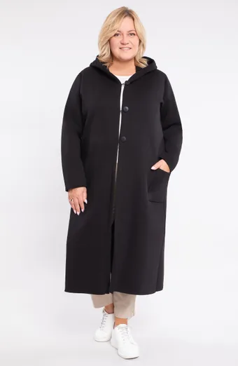 Blusa nera lunga e calda con bottoni