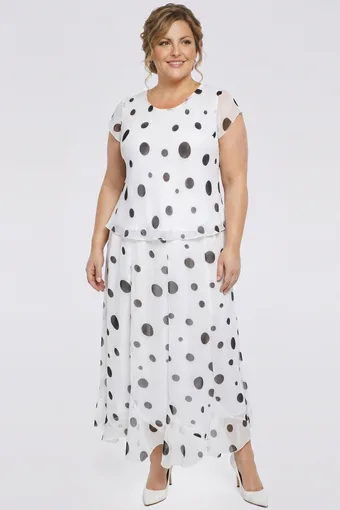 coordinato bianco a pois neri