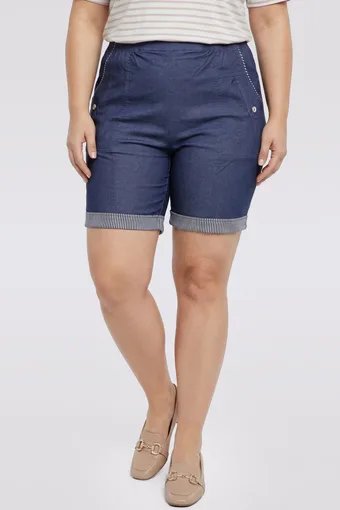 Pantaloncini di jeans scuri con risvolti a cinture