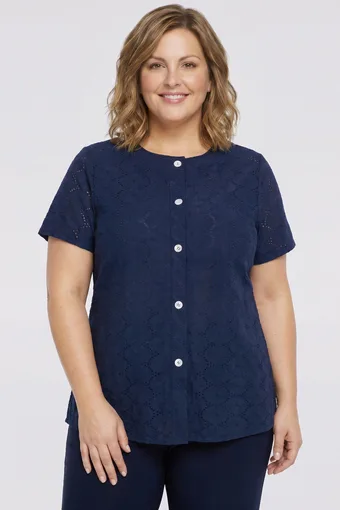 Camicetta blu navy con bottoni decorativi