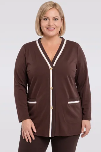 maglione marrone con cinture dorate