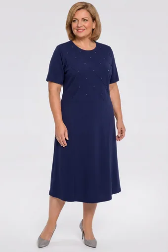 Abito blu navy con perle