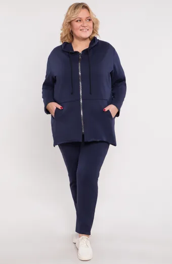 Tuta blu navy con cerniera a forma di lettera