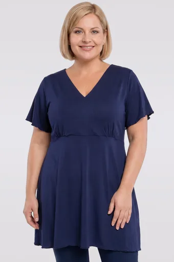 Tunica blu navy con scollo a "V".
