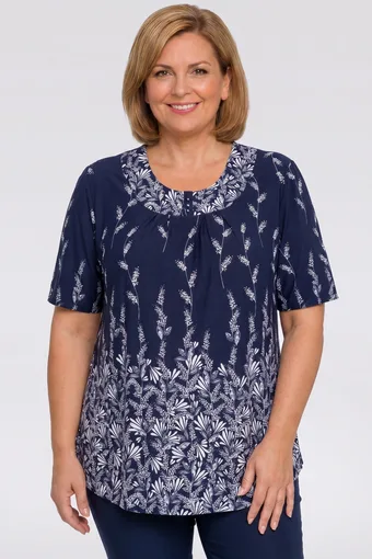 Tunica blu navy con motivo bianco