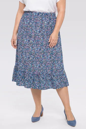 Gonna blu navy con piccoli fiori