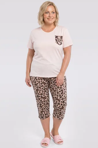 pigiama rosa chiaro con pantaloni a stampa leopardata