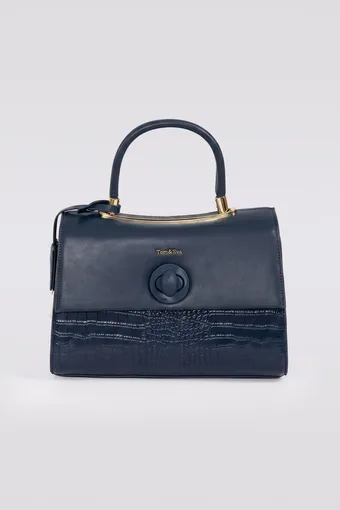 borsa blu navy con chiusura girevole