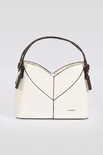 borsa ecru con finiture marroni