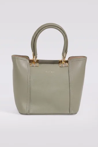 borsa kaki con dettagli dorati