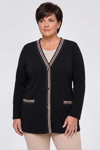 maglione nero con cinture decorative dorate