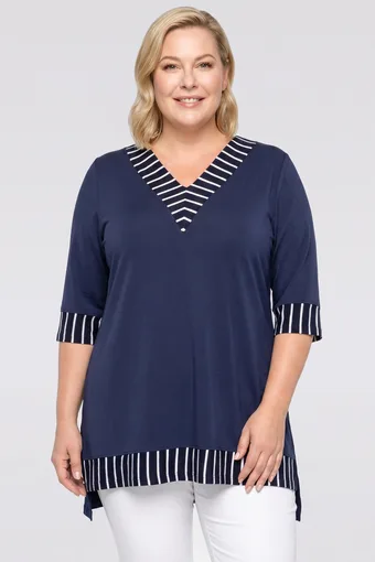 Tunica blu navy con bordi a cinture