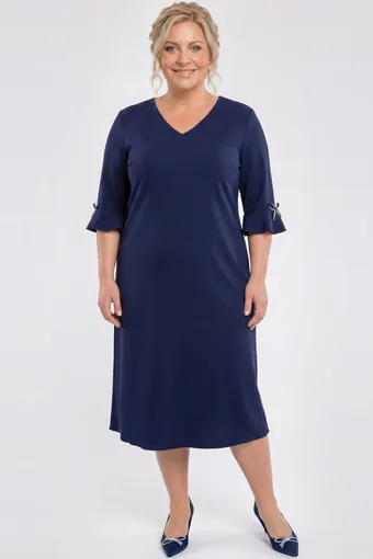 Abito blu navy con fiocchi neri