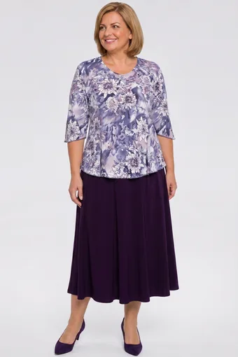 coordinato top a fiori viola