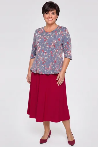 coordinato top a fiori rossi