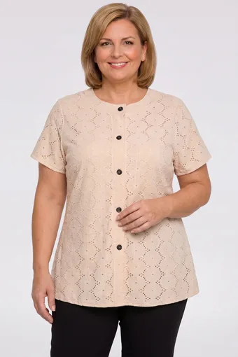 Camicetta beige con bottoni decorativi