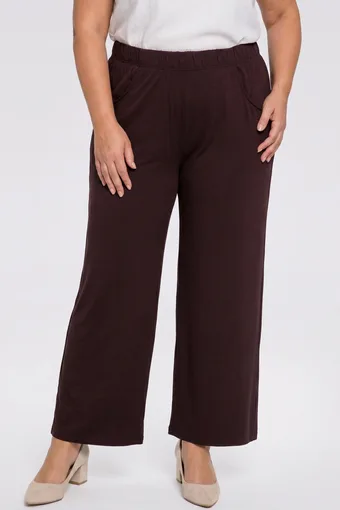 Pantaloni marroni a gamba larga con tasche
