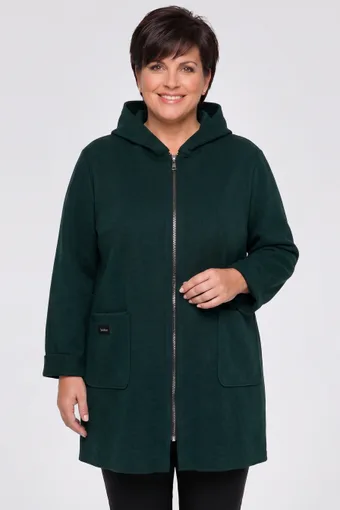 giacca verde scuro con tasche e cappuccio