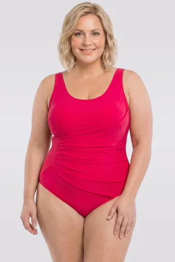 costume da bagno rosa con volant