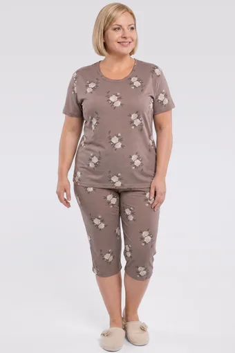 pigiama marrone chiaro con rose