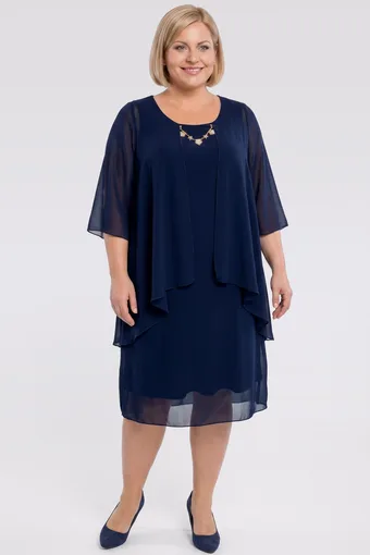 Abito blu navy con decorazioni dorate
